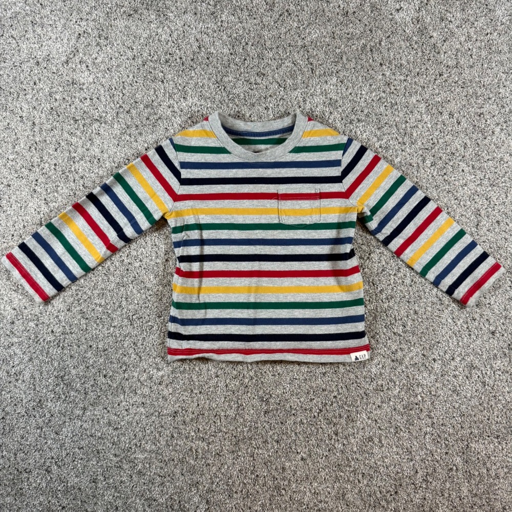 Gap Kids Toddler Multi Color Striped Long Sleeve Pocket T-Shirt 18-24 Months